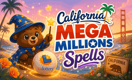 California Mega Millions spells with lucky lottery numbers, jackpot winning guidance, magical fortune, and winning ticket energy