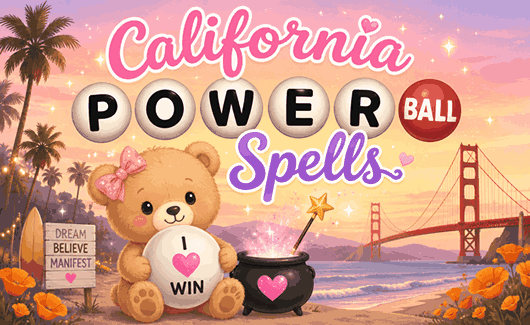 California Powerball spells with lucky lottery numbers, jackpot winning guidance, magical fortune, and winning ticket energy
