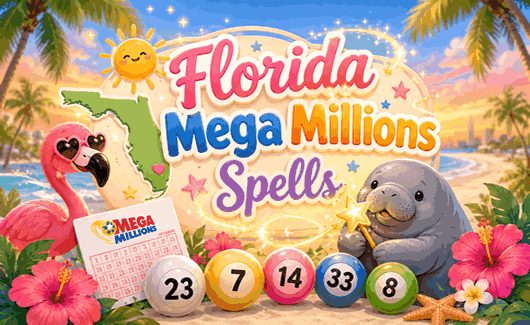 Florida Mega Millions spells with lucky lottery numbers, jackpot winning guidance, magical fortune, and winning ticket energy