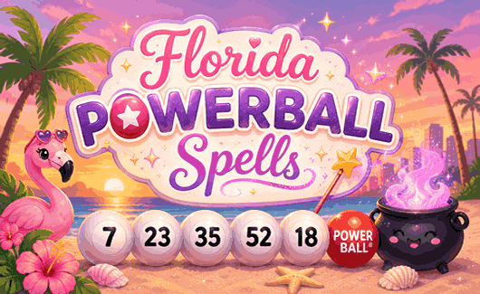 Florida Powerball spells with lucky lottery numbers, jackpot winning guidance, magical fortune, and winning ticket energy