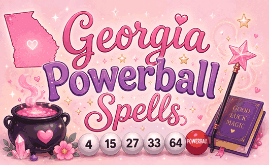 Georgia Powerball spells with lucky lottery numbers, jackpot winning guidance, magical fortune, and winning ticket energy