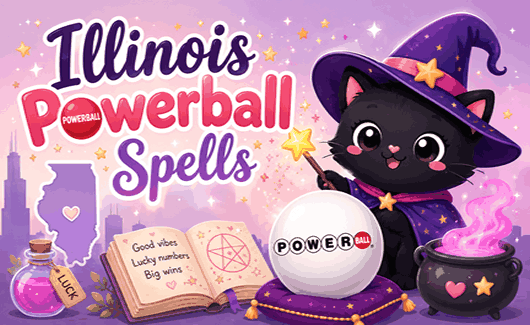 Illinois Powerball spells with lucky lottery numbers, jackpot winning guidance, magical fortune, and winning ticket energy