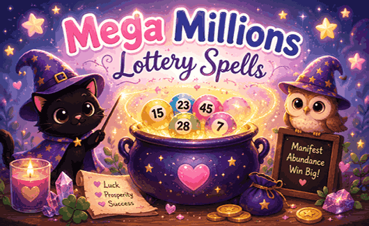 Mega Millions lottery spells with lucky numbers, jackpot winning guidance, magical fortune, and winning ticket energy