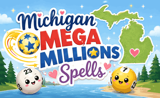 Michigan Mega Millions spells with lucky lottery numbers, jackpot winning guidance, magical fortune, and winning ticket energy