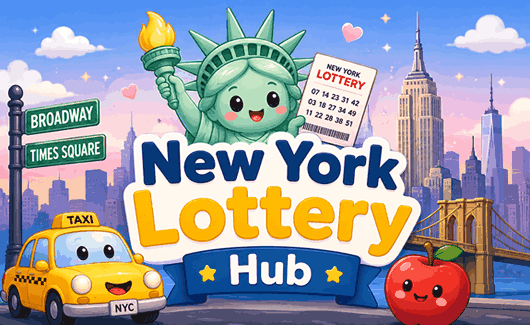New York Lottery Hub featuring Powerball, Mega Millions, lucky numbers, jackpot tickets, and winning lottery guidance