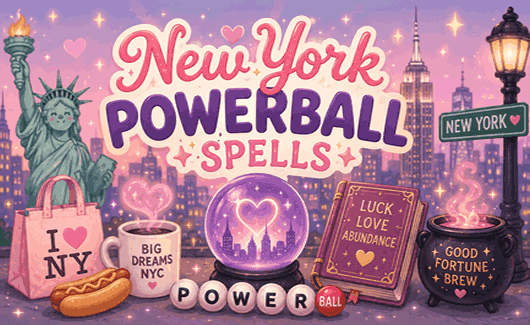 New York Powerball spells with lucky lottery numbers, jackpot winning guidance, magical fortune, and winning ticket energy