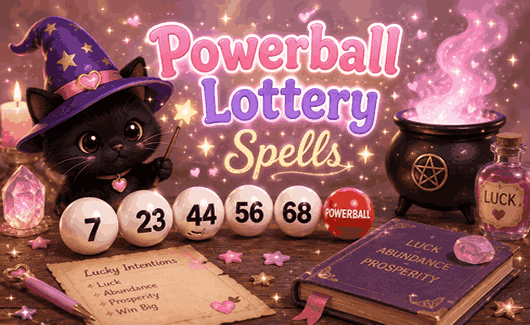 Powerball lottery spells with lucky numbers, jackpot winning guidance, magical fortune, and winning ticket energy