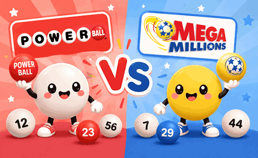 Powerball vs Mega Millions comparison with lottery jackpots, winning odds, lucky numbers, and lottery game differences