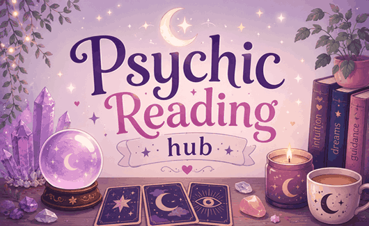 Psychic Reading Hub with spiritual guidance, tarot insights, fortune readings, energy healing, and psychic advice