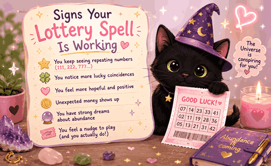 Signs your lottery spell is working with lucky numbers, jackpot energy, spiritual guidance, and winning lottery manifestations